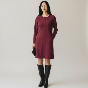 Joh Aurora Faux Suede Long Sleeve Knee Length Dress – Size Small Burgundy Wine